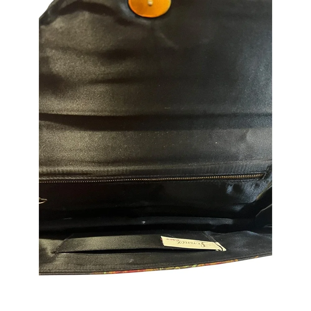 Vintage‎ Lennox Bags Dark Motif Floral Clutch Purse Approx. 12 x 5 inches